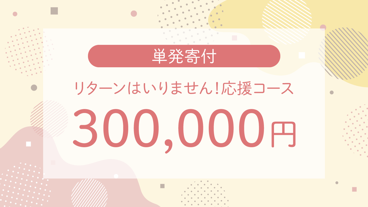 単発寄付 300,000円・リターンはいりません！応援コース